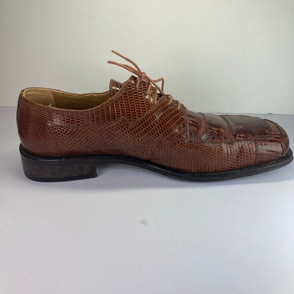 David Eden Crocodile Lizard Skin Men’s Size 13 Brown Red Leather Oxfords Shoes - Picture 5 of 6